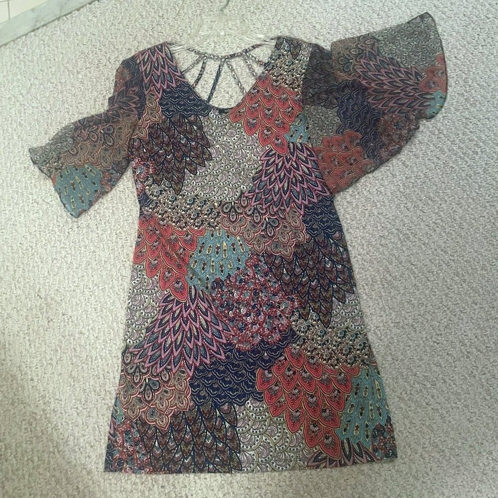 MSK Beautiful Colorful Boho Patterned Women's Dress Size M